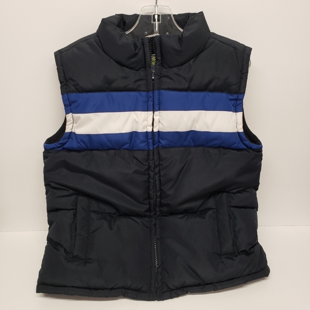 Crazy 8 Boys Black Blue Puffer Vest Zip Size 4-5 Years